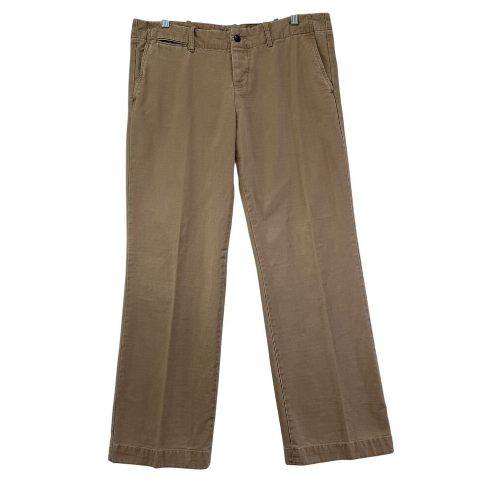Ralph Lauren Blue Label Womens Wide Leg Cotton Pants Sz 14 Button Fly Preppy Tan